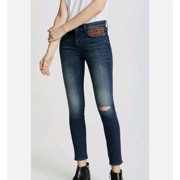 Current Elliott The Stiletto Tartan Plaid Pocket Skinny Jeans, Sz 27 - Picture 8 of 11